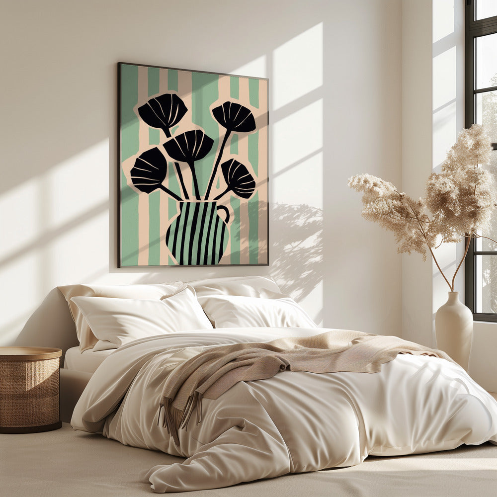 Striped Blooms Vase | Poster