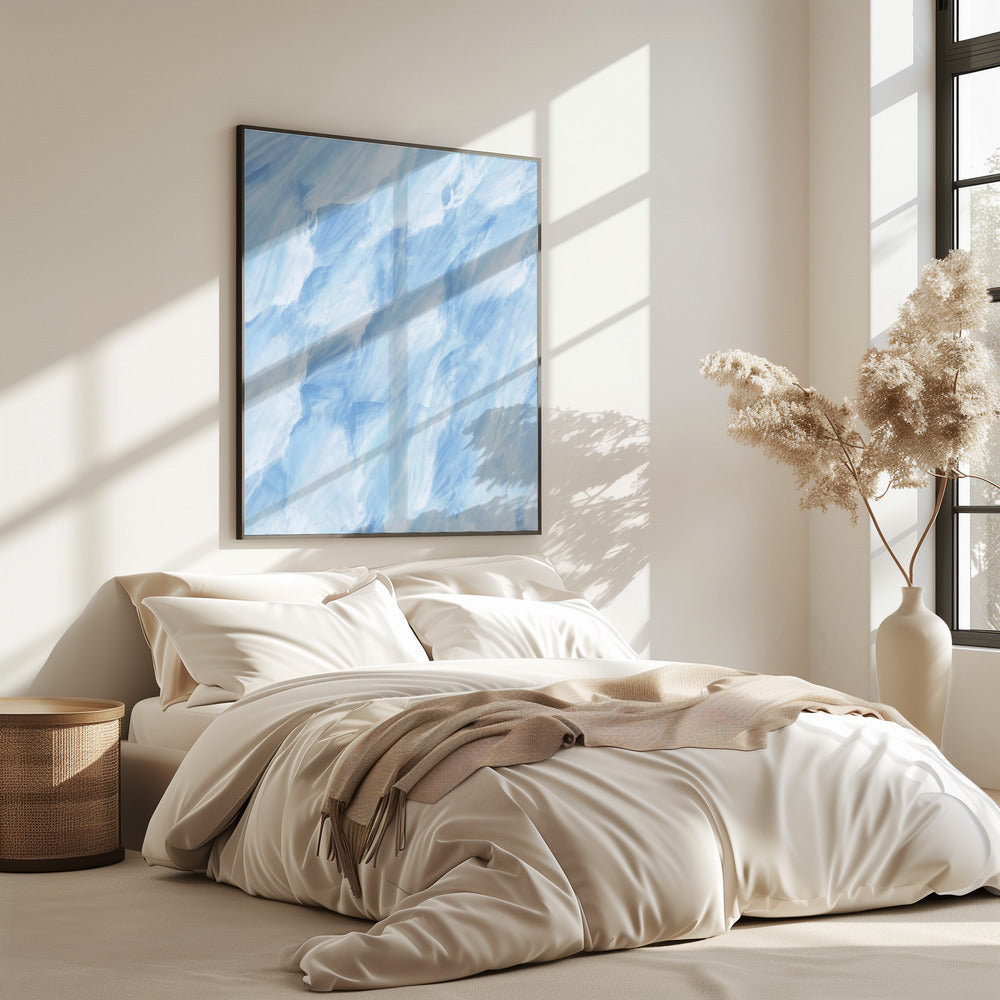Light Blue And White Brushstrokes | Poster