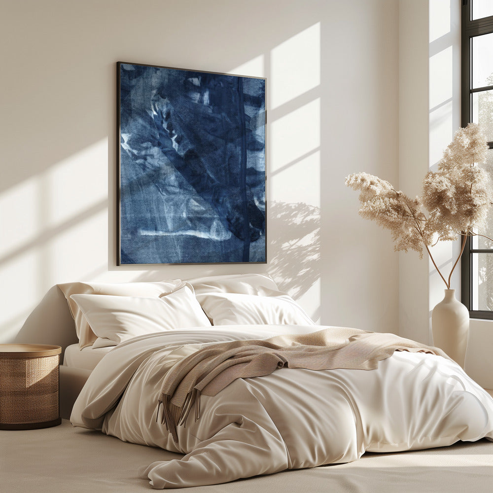Blue Texture Flowing Vertical Lines | Poster