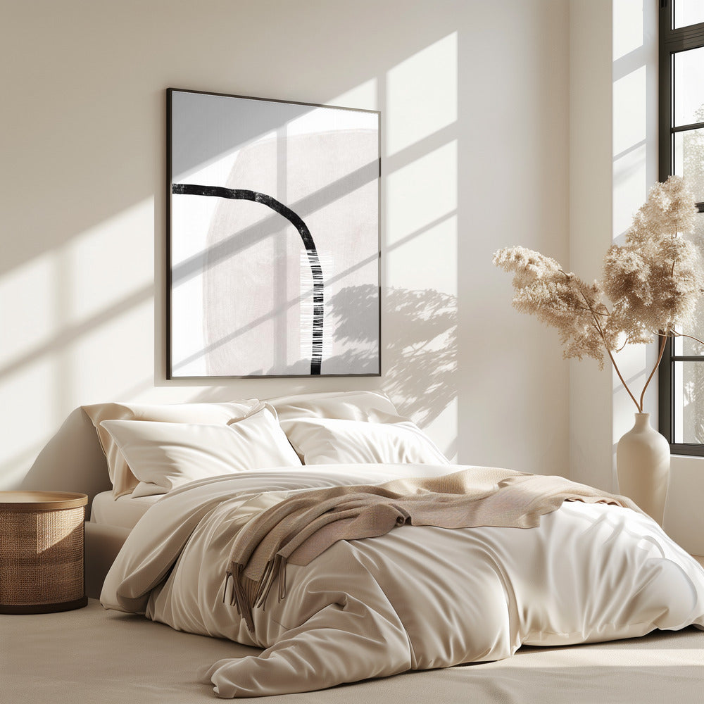Black Lines On A Soft White Textured Background | Poster