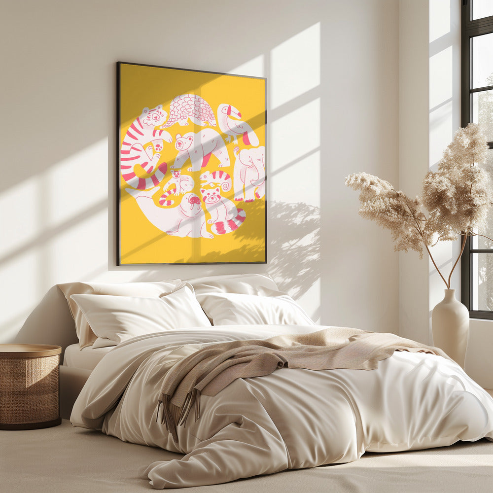 Yellow Animal Collage | Poster