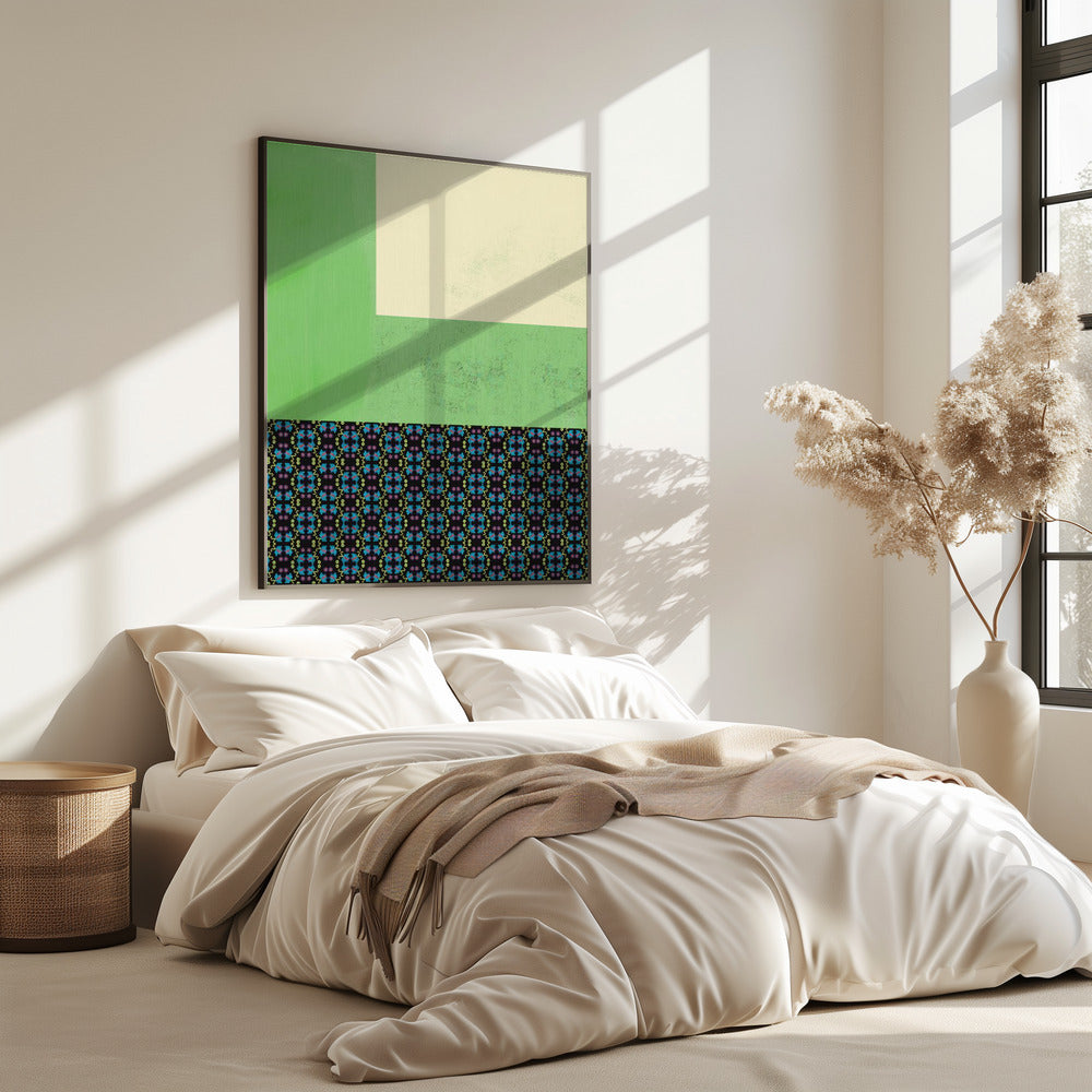 Pastel green and nyonya pattern collage | Poster