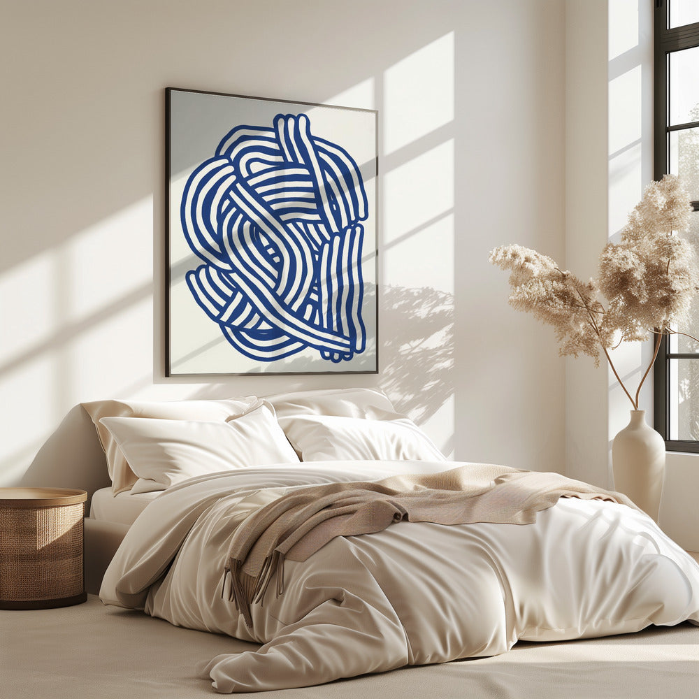 Line art organic shape in blue | Poster