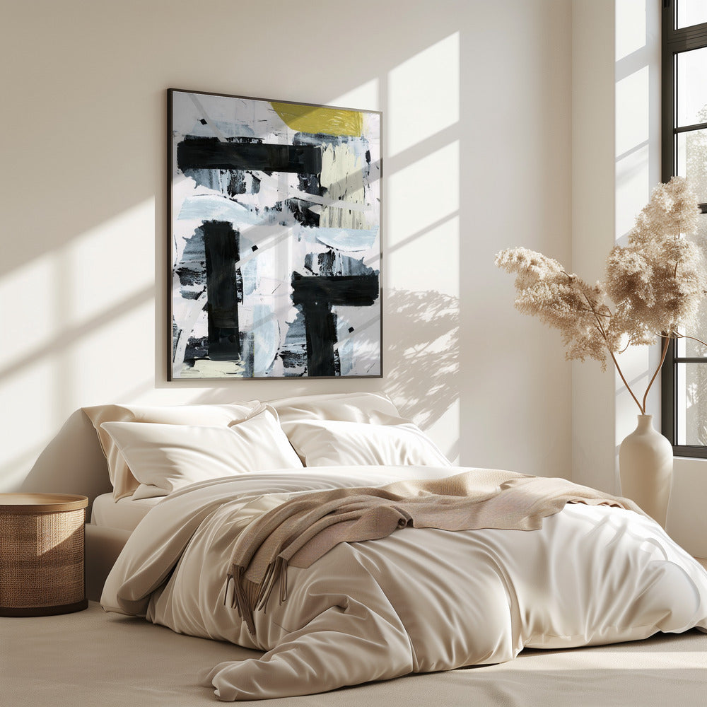 Black and White and Gold Abstract 1 | Poster