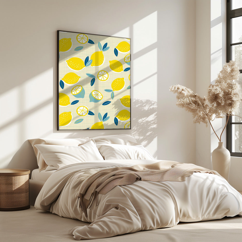 Fresh Lemons Checkered Sunny | Poster