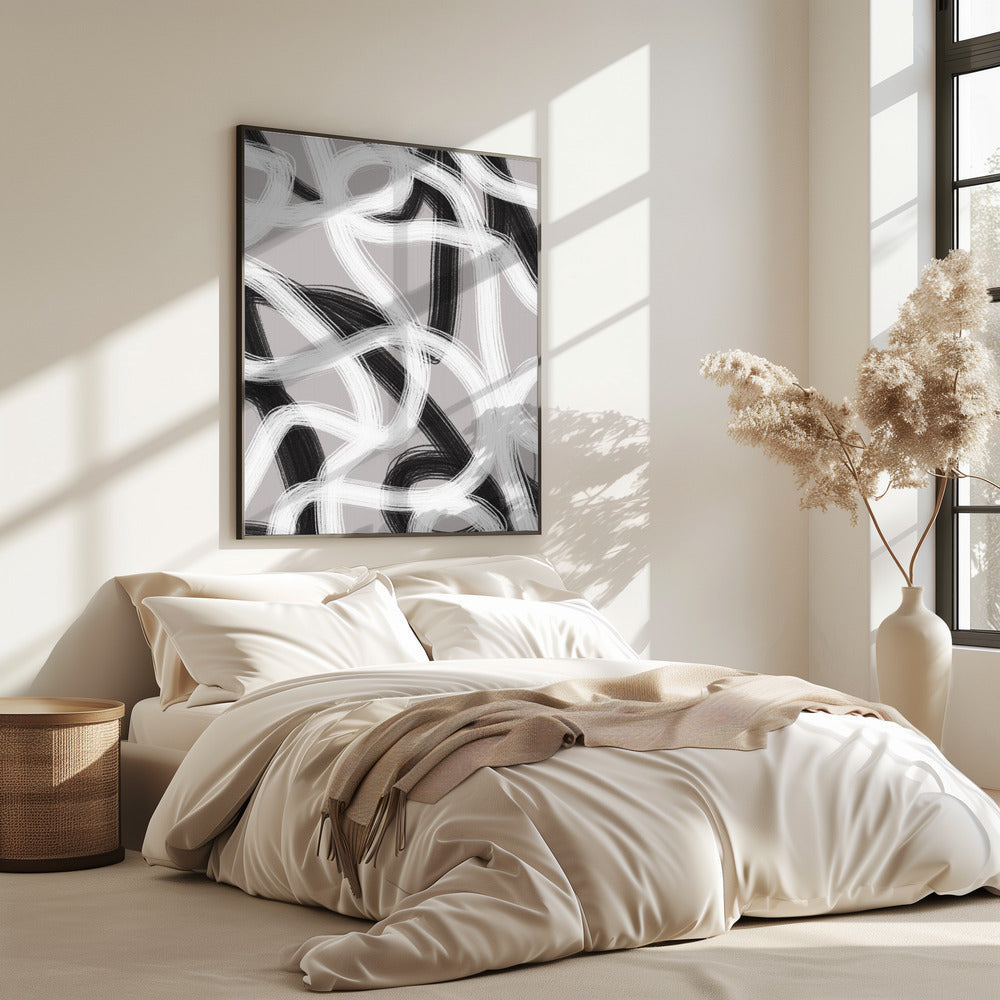 Black And White Brushstrokes | Poster