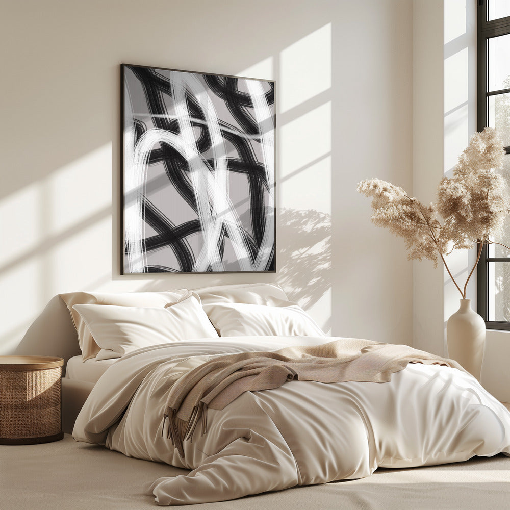 Black And White Brushstrokes | Poster