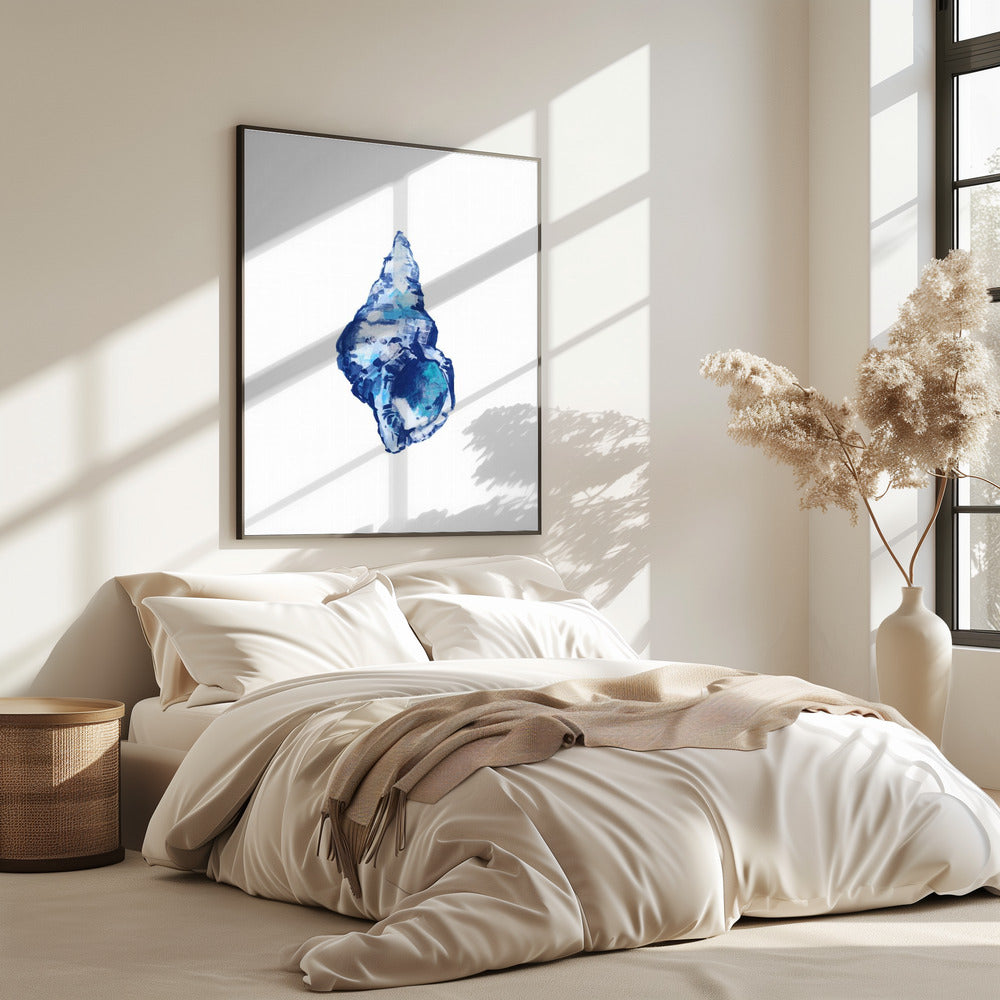 Blue Seashell On White Background No 2 | Poster