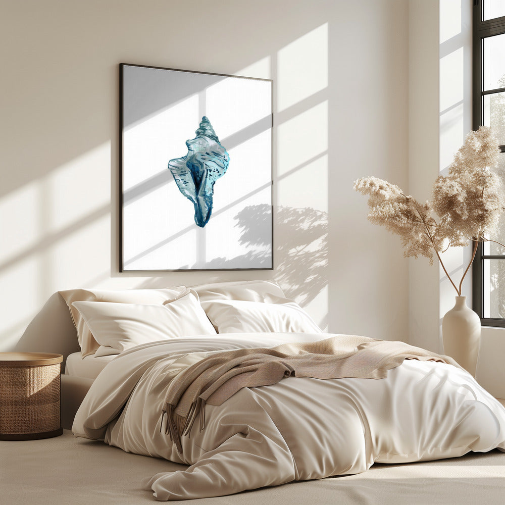 Blue Seashell On White Background No4 | Poster