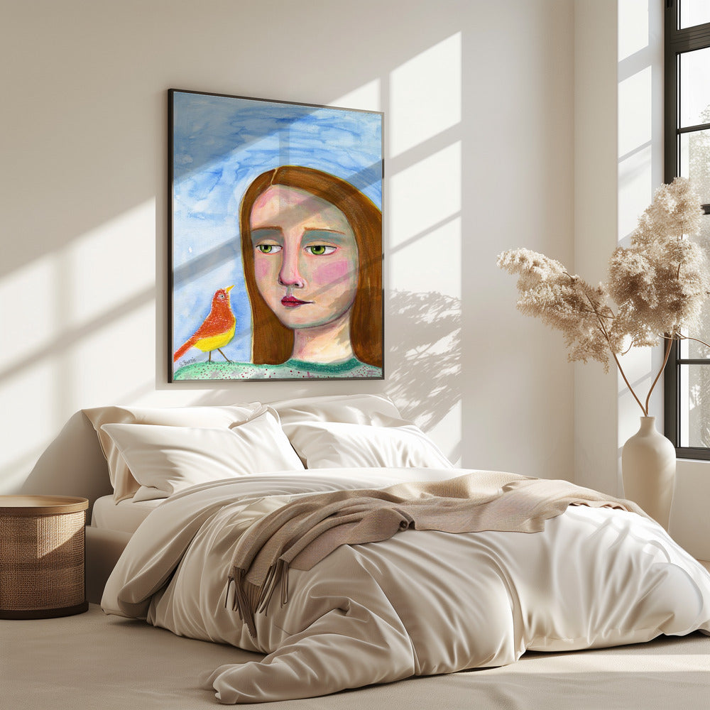 Lady With little Bird | Poster