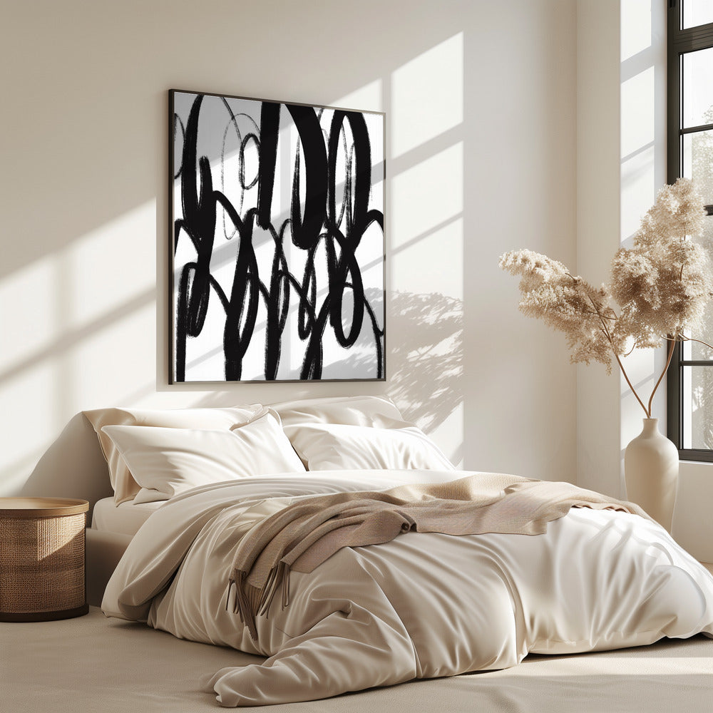Black and White Brushstrokes | Poster