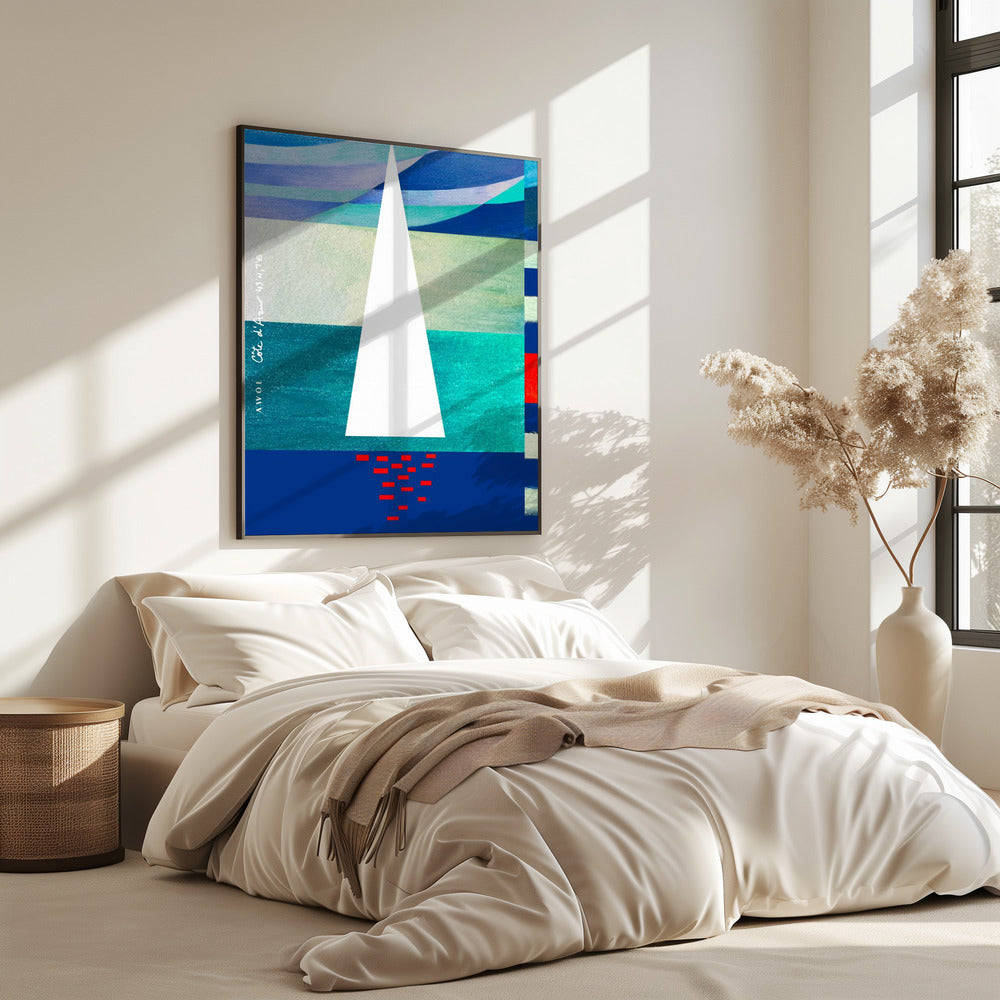 Abstract Sailboat On The French Riviera, Colourful Côte d&#039;Azur Art Print | Poster