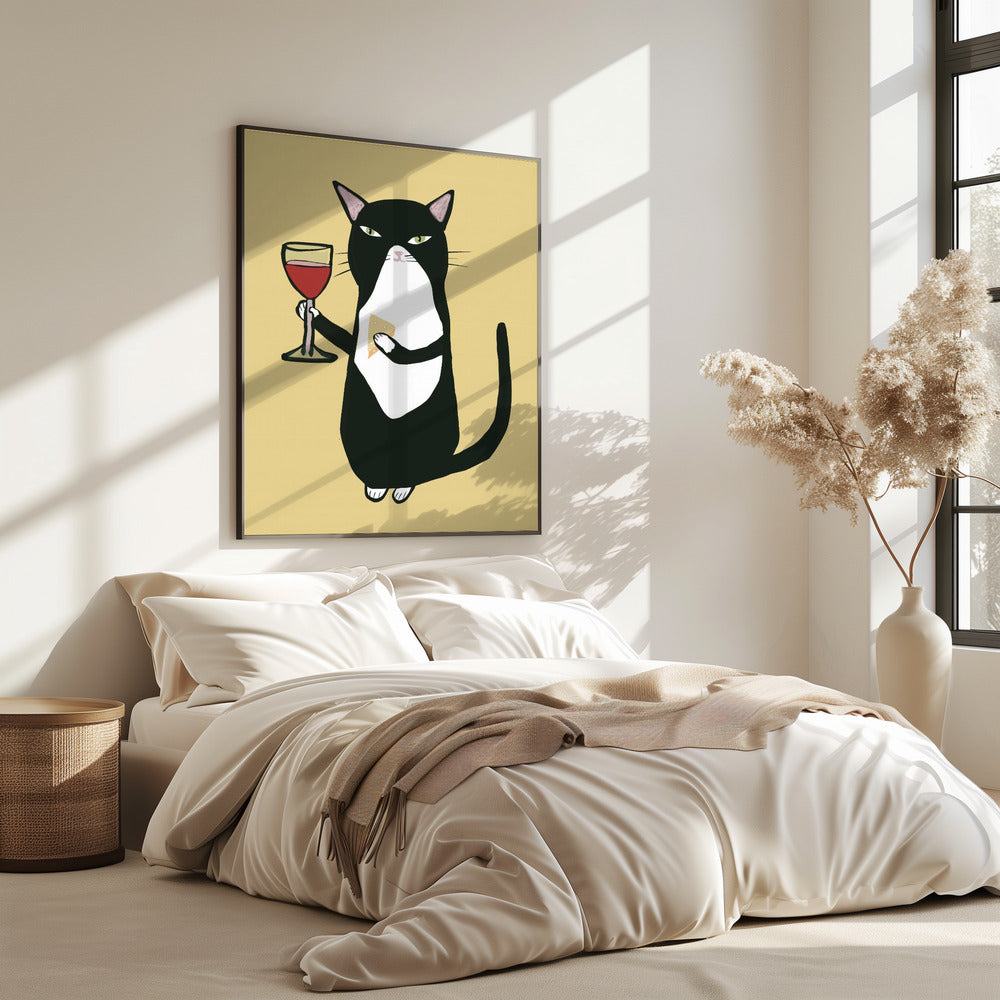 Cat with wine | Poster