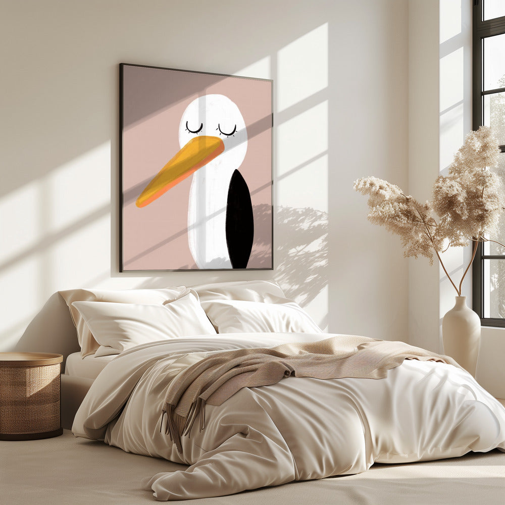 Peaceful Stork With Closed Eyes | Poster