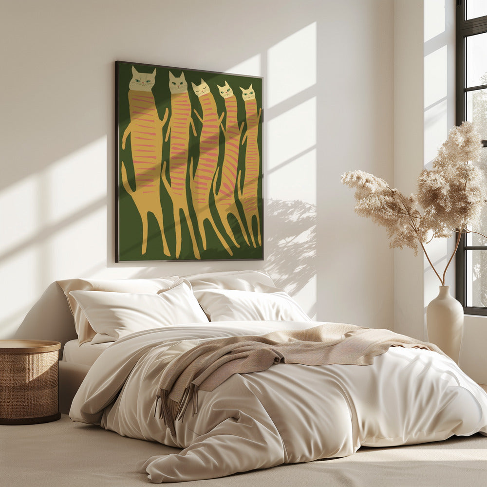 Five long cats | Poster