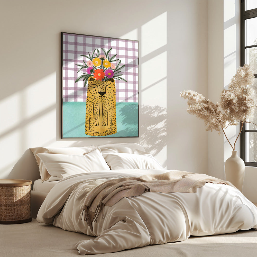 Leopard Shape Vase with Flower | Poster