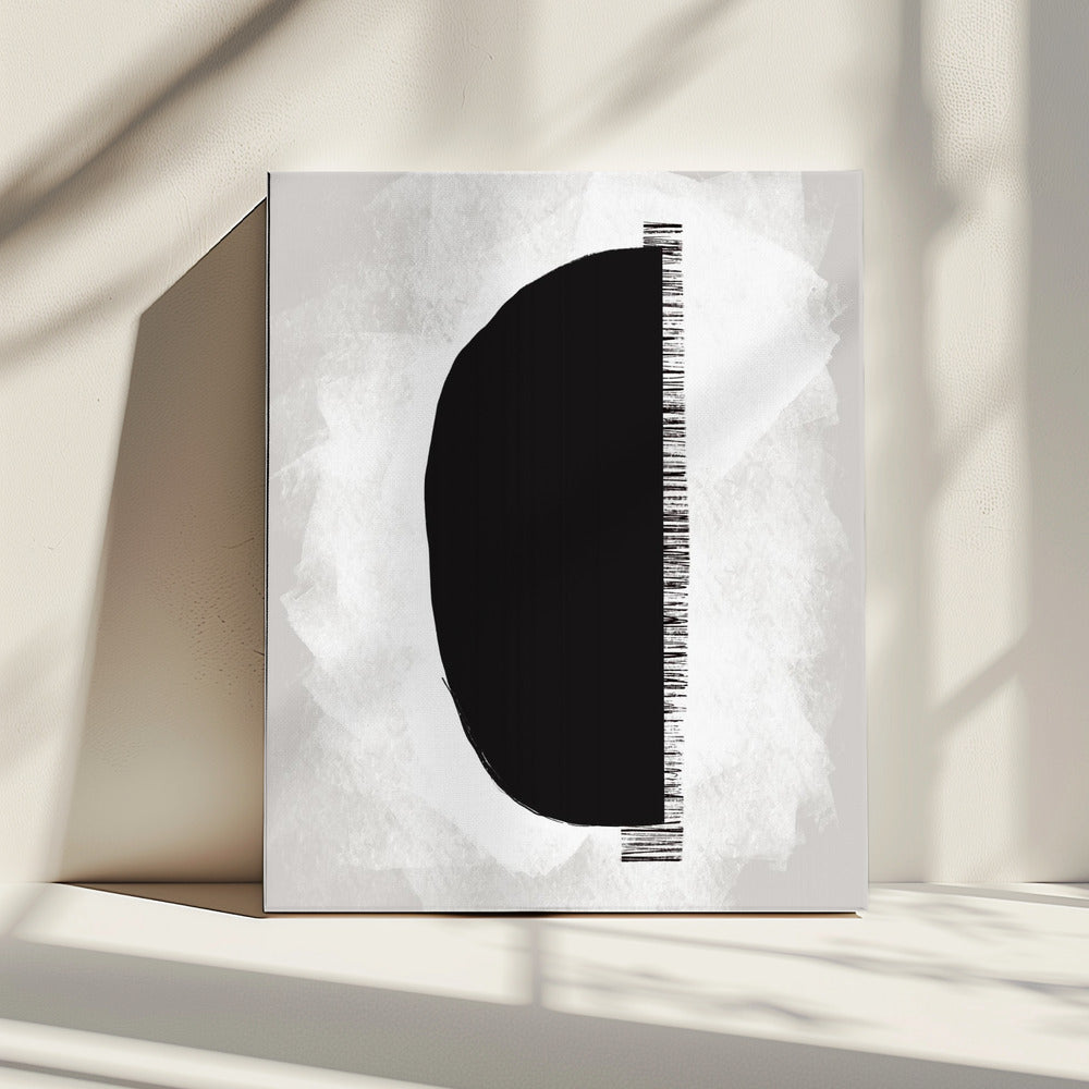 Black Shape Against A Textured White Background | Canvas