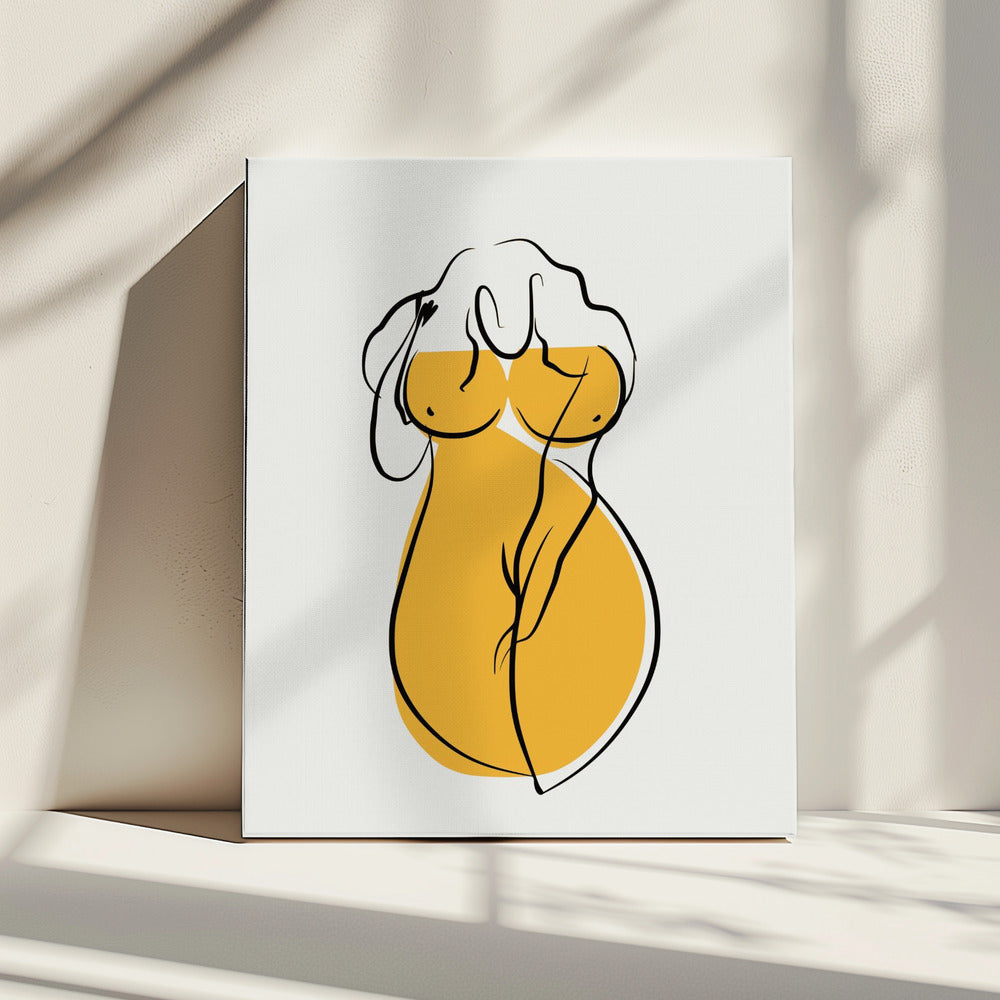 Female Form In Vibrant Yellow | Canvas