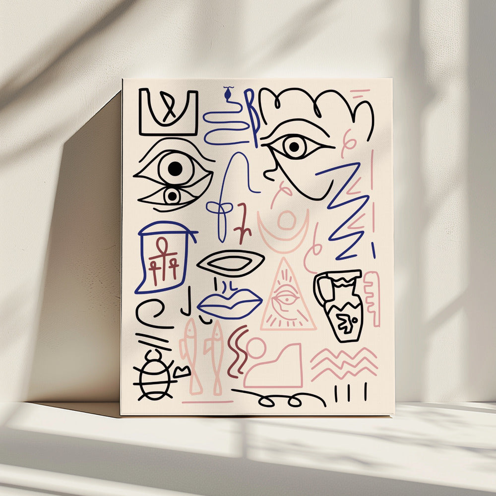 Line Art Cave Drawing | Canvas