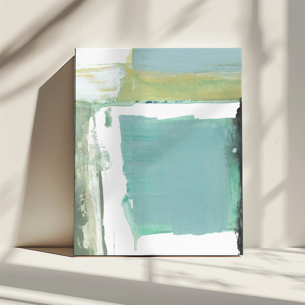 Aqua Blue Abstract On White 1 | Canvas