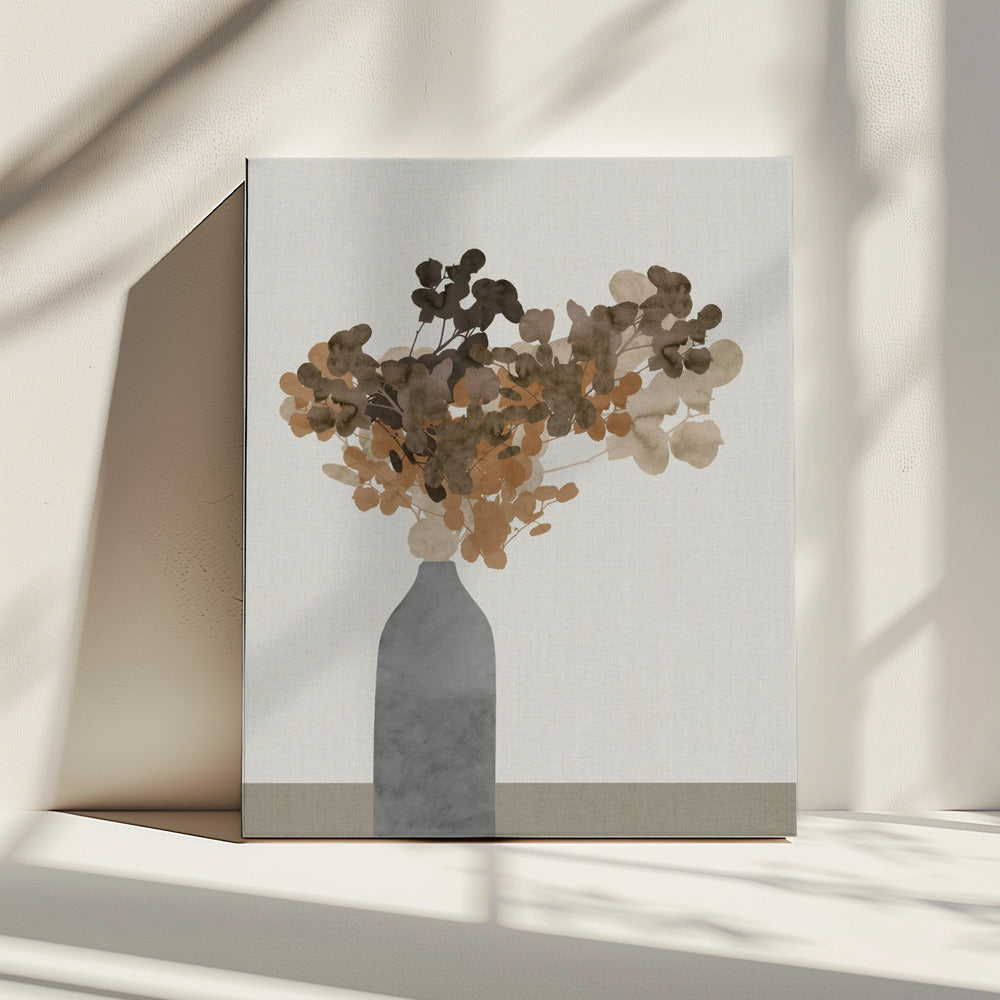 Rust Brown Dried Flowers In Vase On Table 2 | Canvas