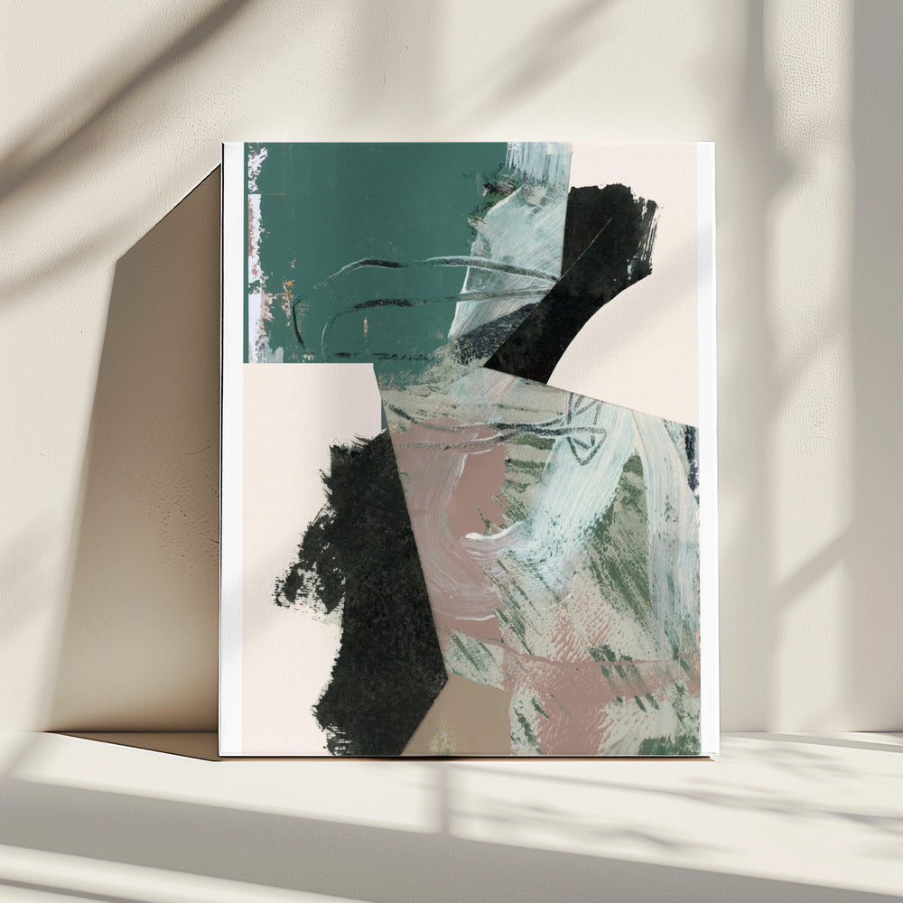 Green Peach Neutral Black Abstract 1 | Canvas