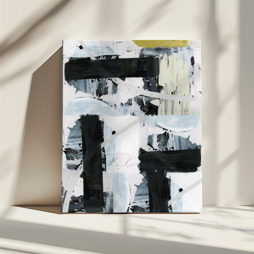 Black and White and Gold Abstract 1 | Canvas