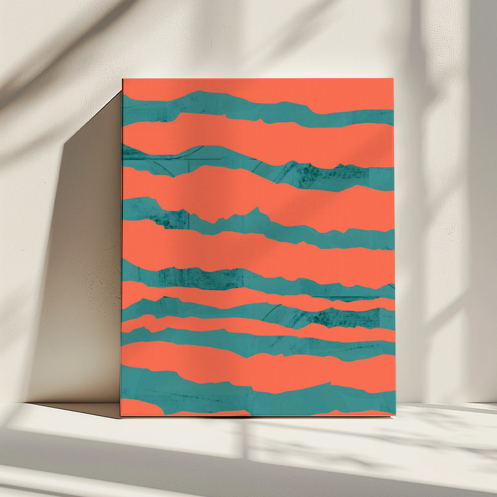 Turquoise &amp; Coral Abstraction 3 | Canvas