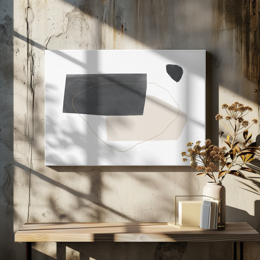 Geometric Shapes in Black Gray and Beige | Canvas