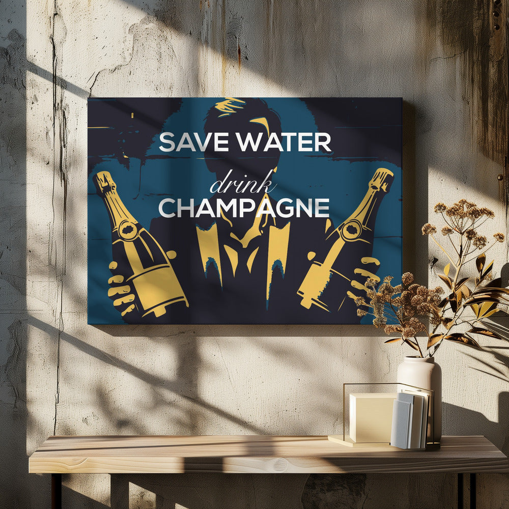 Save water - Drink champagne | Canvas
