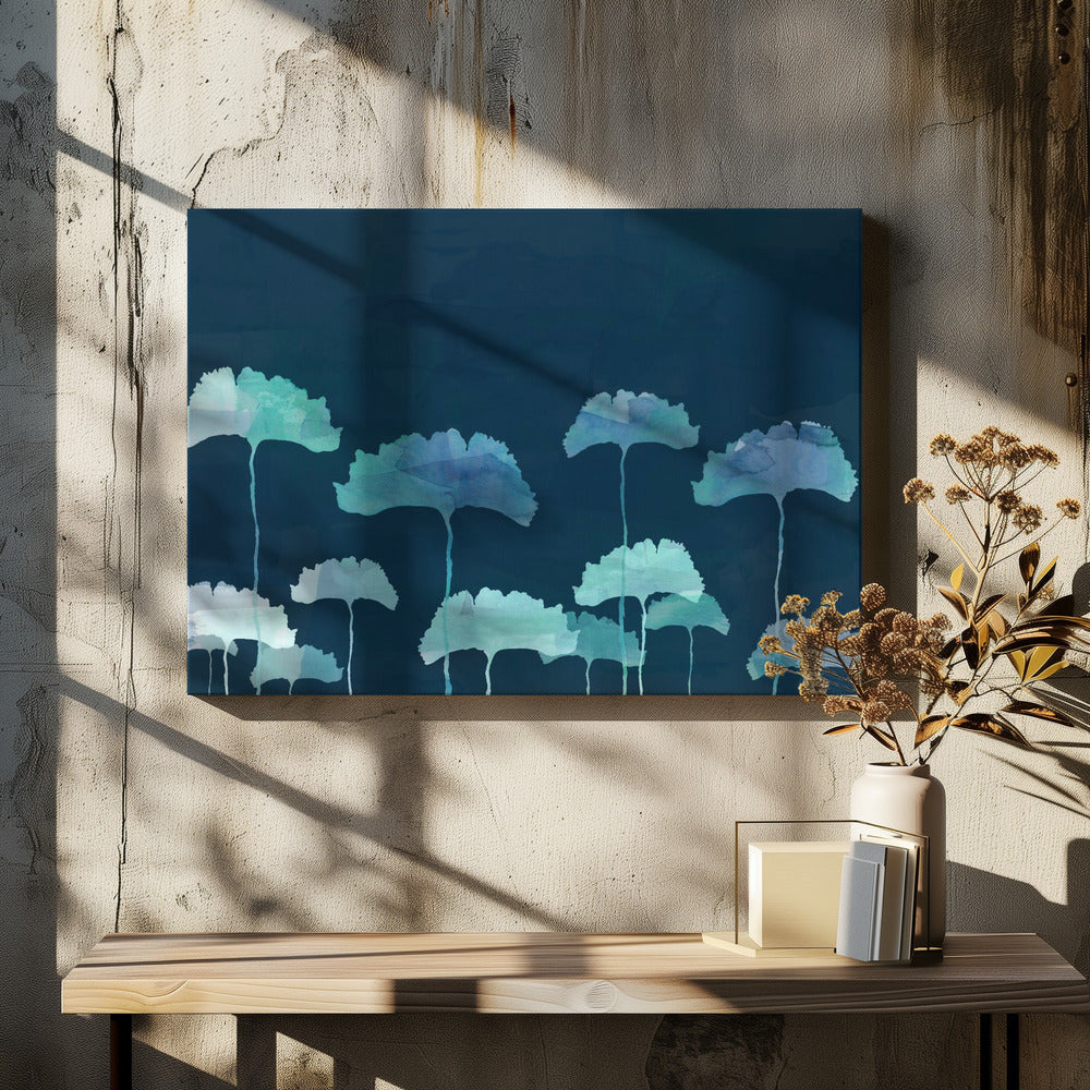 Blue Flowers Silhouette | Canvas