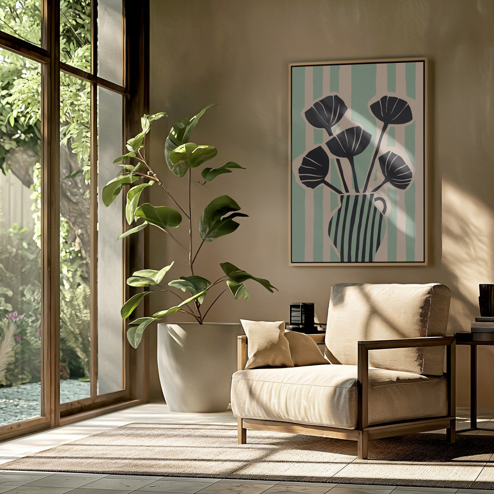 Striped Blooms Vase | Poster