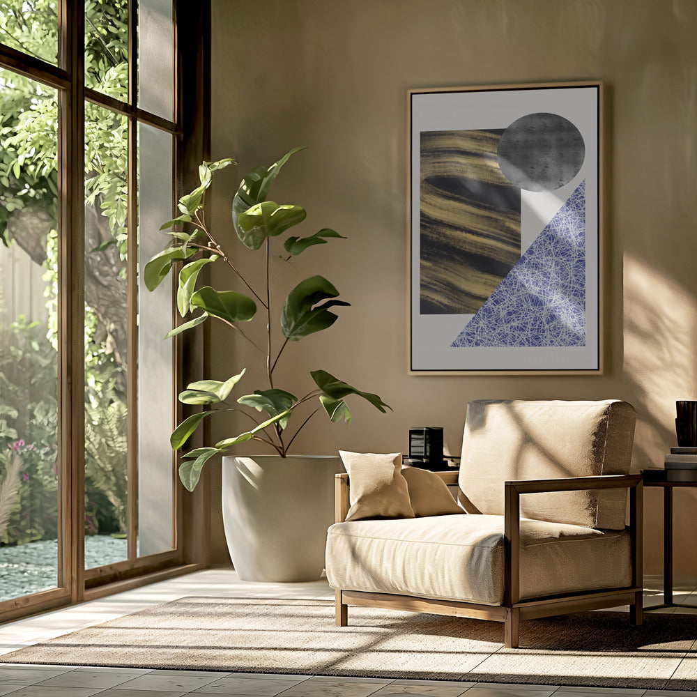 Geometric Shapes With A Black And Gold Textured | Poster