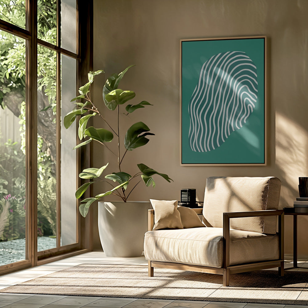 Line art confined in space-green | Poster