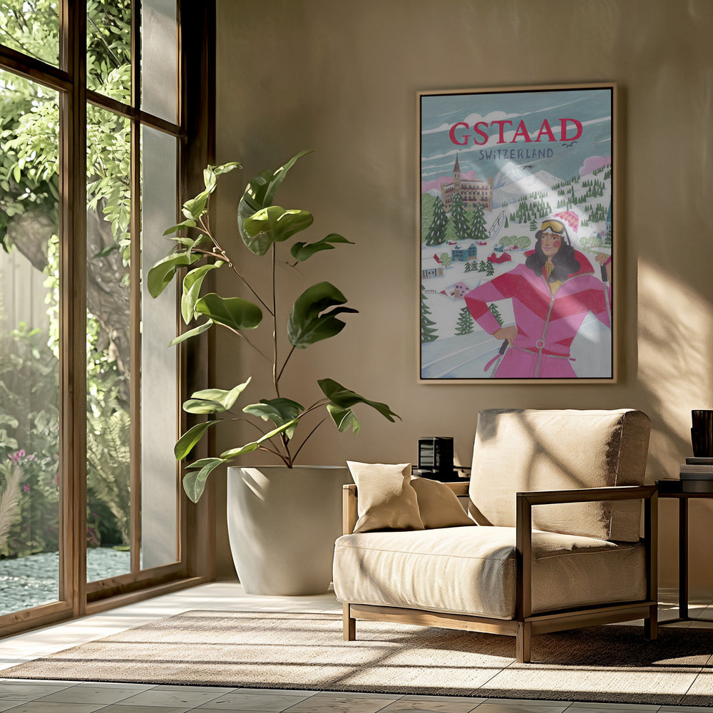 Travel Poster Woman in Gstaad, Switzerland | Poster