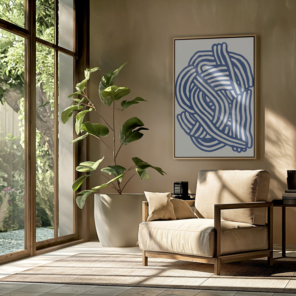 Line art organic shape in blue | Poster