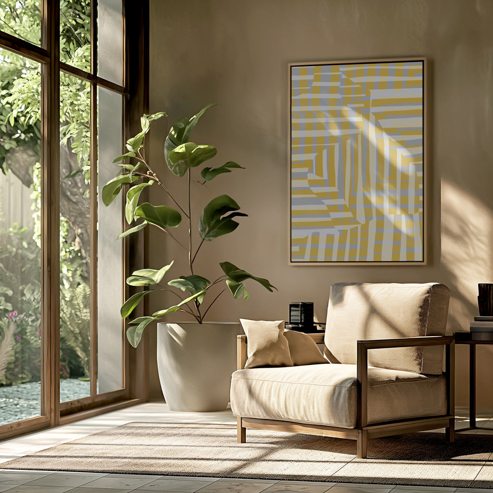 Yellow line and stripe with grey variation | Poster