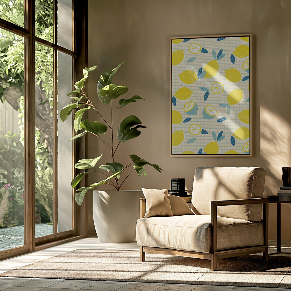 Fresh Lemons Checkered Sunny | Poster
