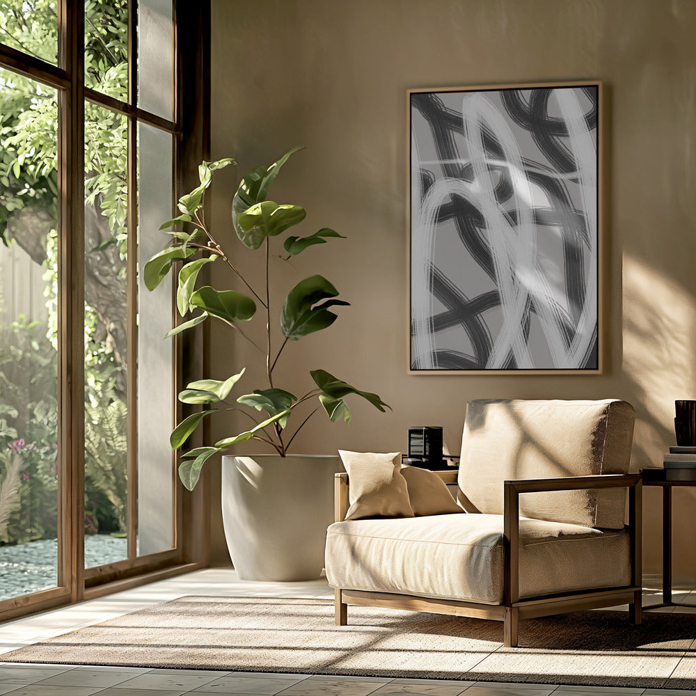 Black And White Brushstrokes | Poster