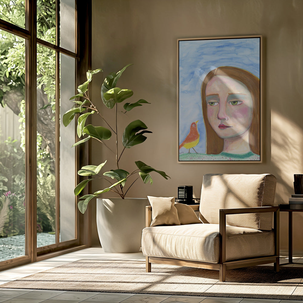 Lady With little Bird | Poster