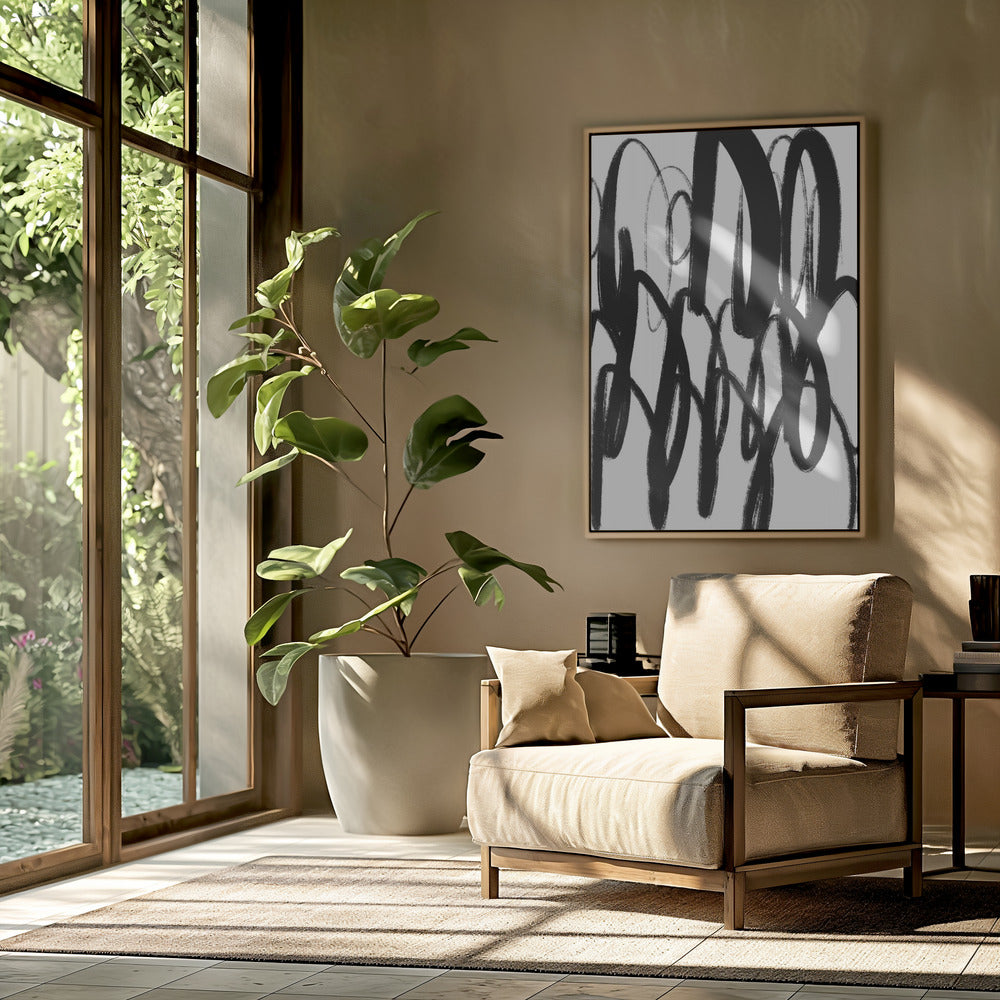 Black and White Brushstrokes | Poster