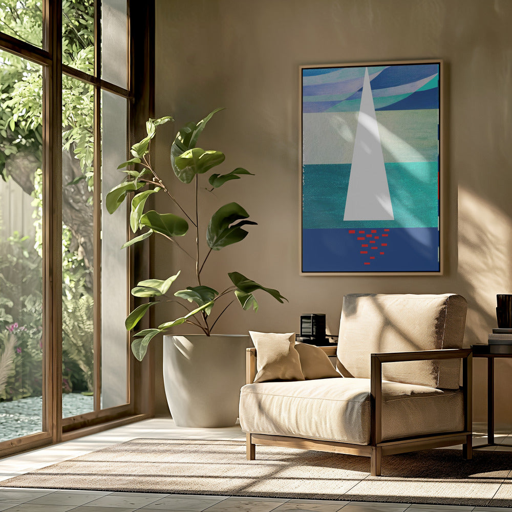 Abstract Sailboat On The French Riviera, Colourful Côte d&#039;Azur Art Print | Poster