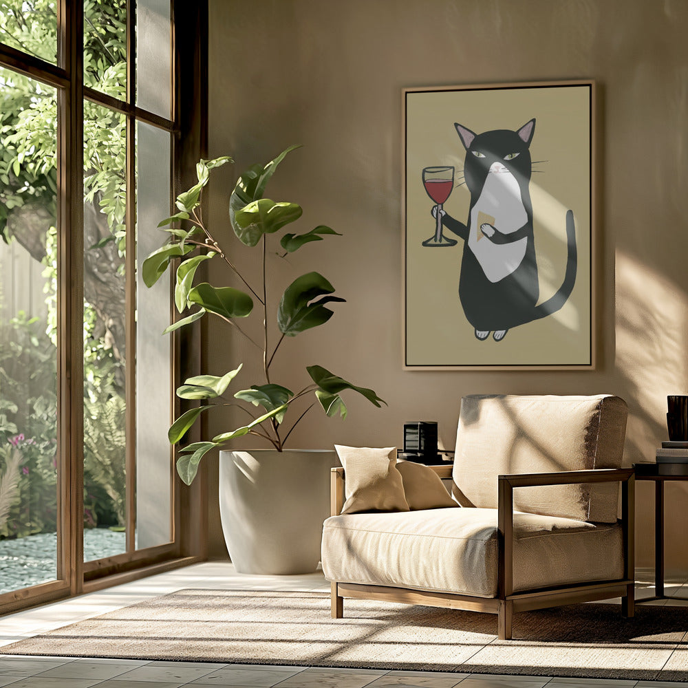 Cat with wine | Poster
