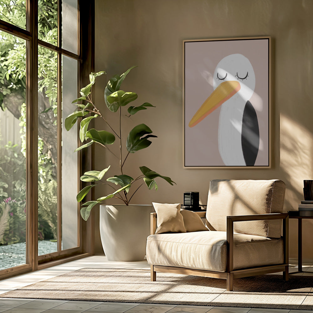 Peaceful Stork With Closed Eyes | Poster