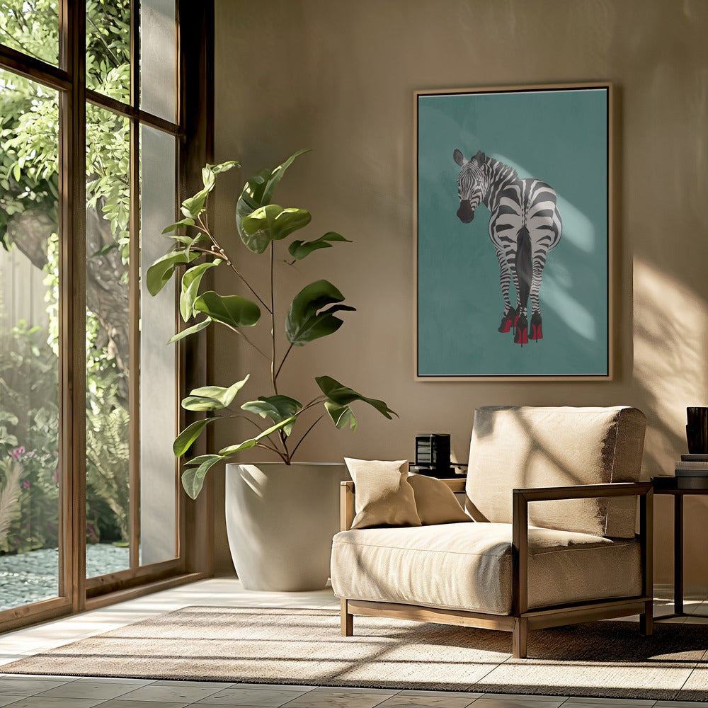 Zebra in heels teal | Poster