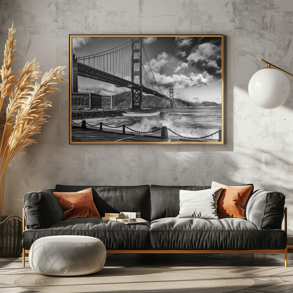 Surfing under the Golden Gate Bridge | Canvas