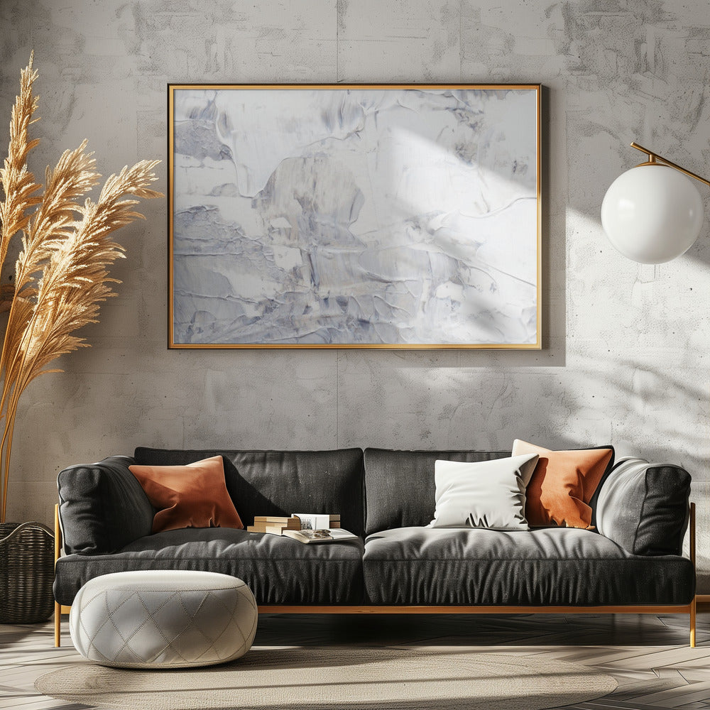 White and Gray Brushstrokes | Poster