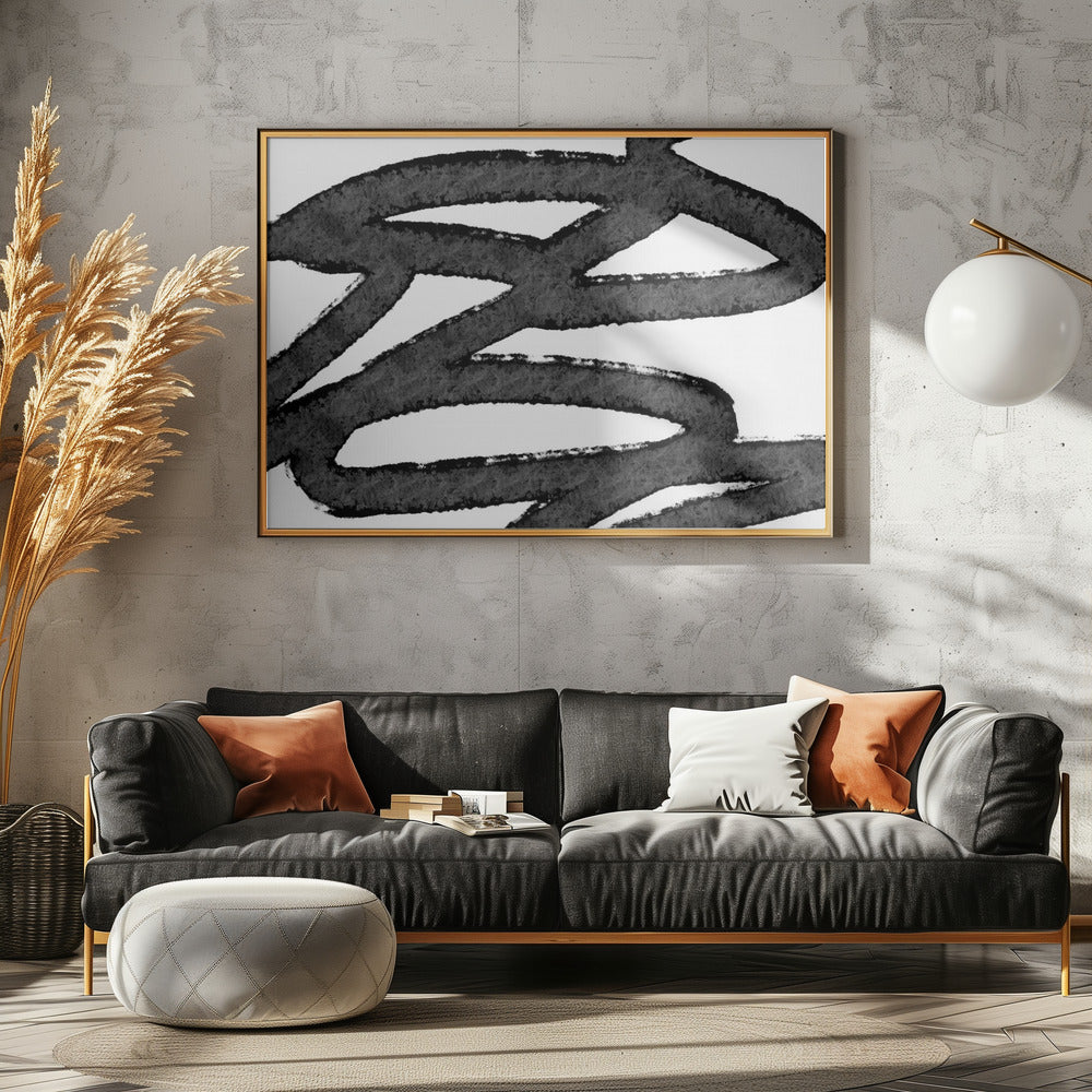 Black Brushstrokes On A White Background | Poster