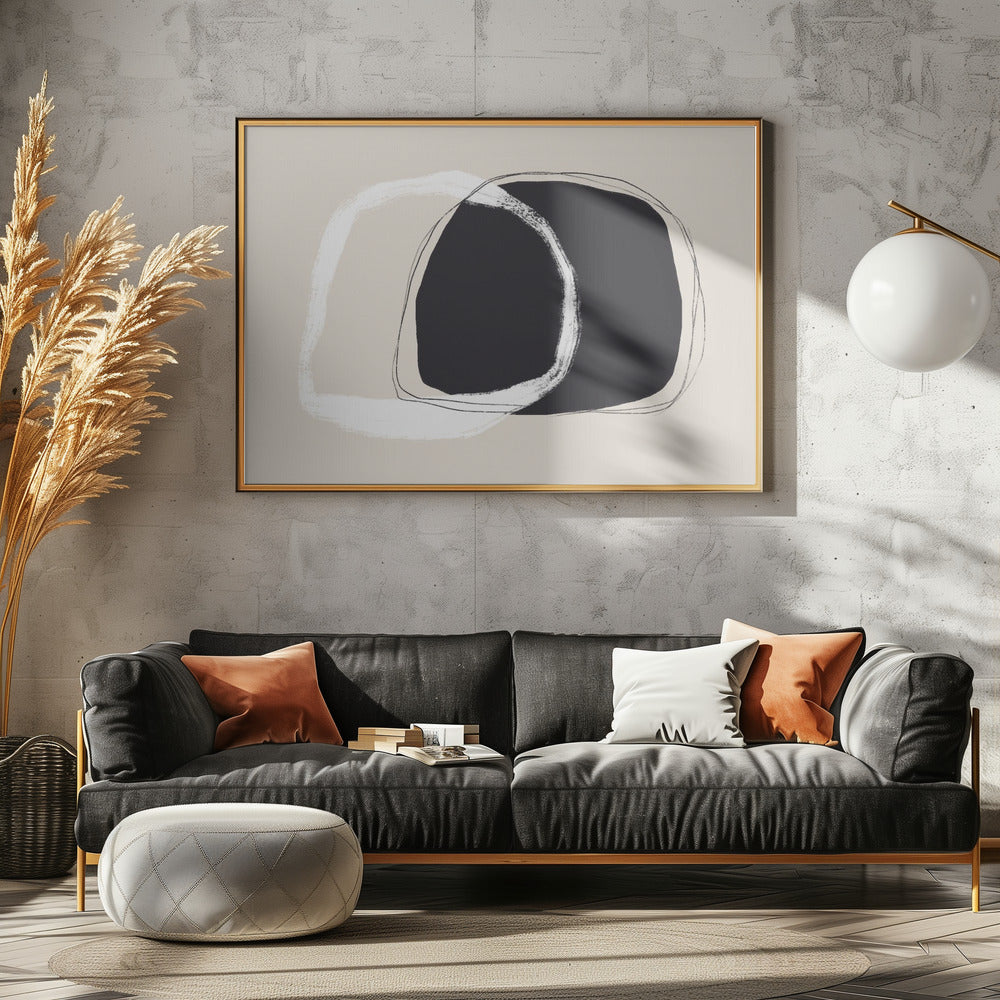 Overlapping Black And White Irregular Shapes | Poster