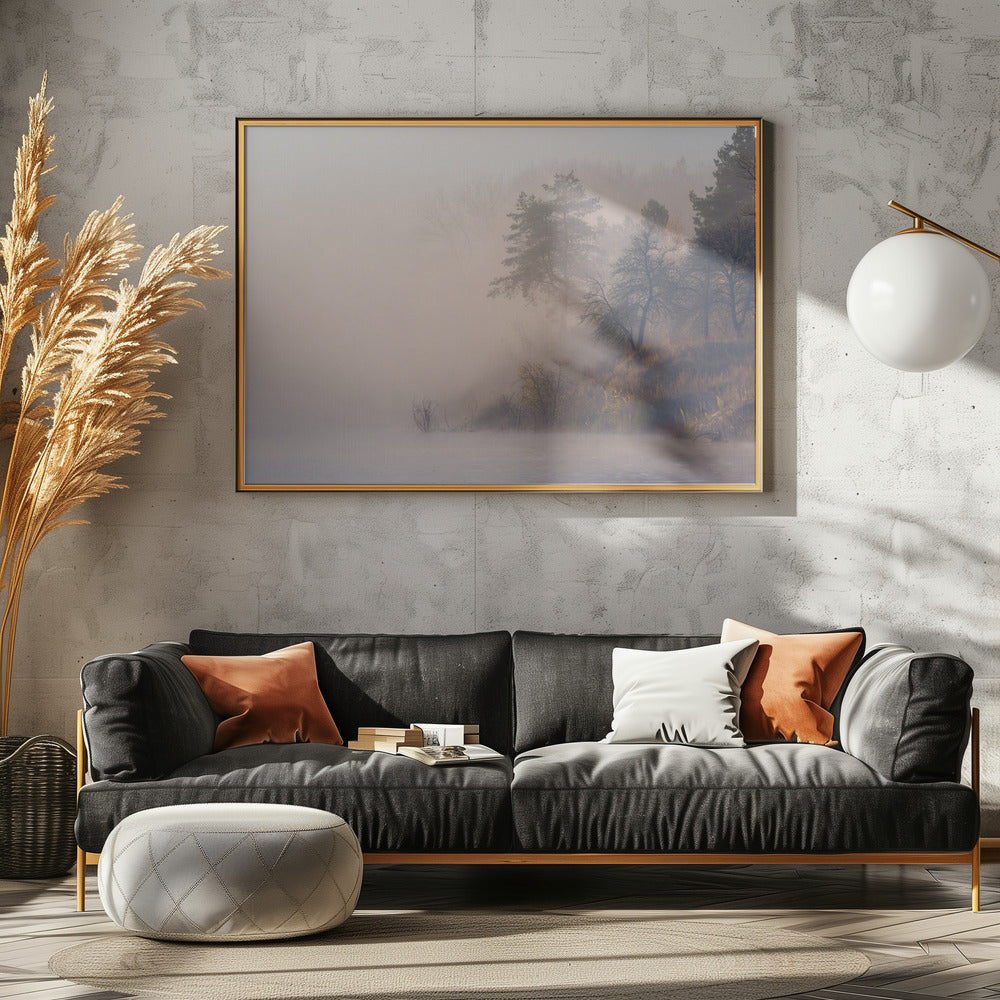 Foggy autumn morning on the river | Canvas